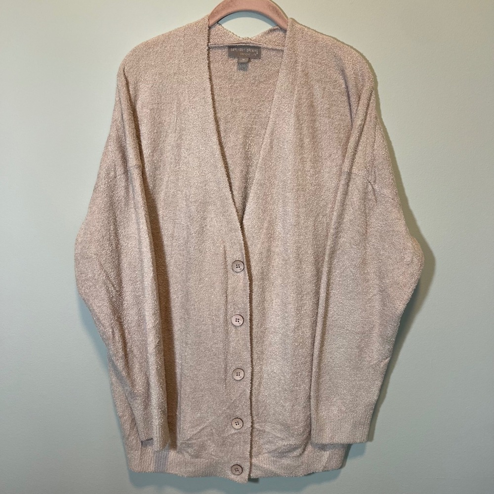 Barefoot Dreams CozyChic Lite Cardigan Oatmeal Tan Button Front Sweater 1X